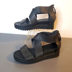 Steven by Syeve Madden Natural Comfort Platform Sandals Size 9 Black